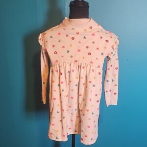 Charming Heart Print Long Sleeve Dress With Matching Pants